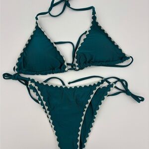 Chic Teal and White Women's Bikini Set